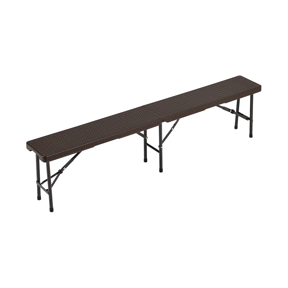 Breeins 3-Piece Rattan Plastic Outdoor Folding Table Bench Set - Image 8