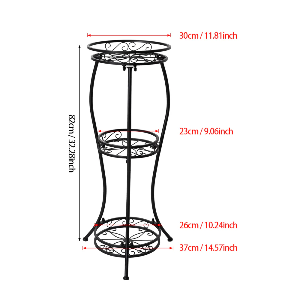 Breeins 3-Tier Black Iron Plant Stand - Image 8