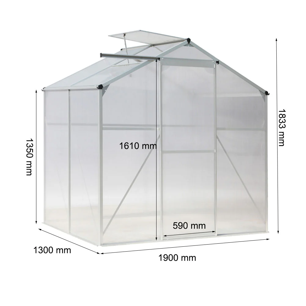 Breeins 4x6ft Aluminium Hobby Greenhouse With Window Opening - Image 5