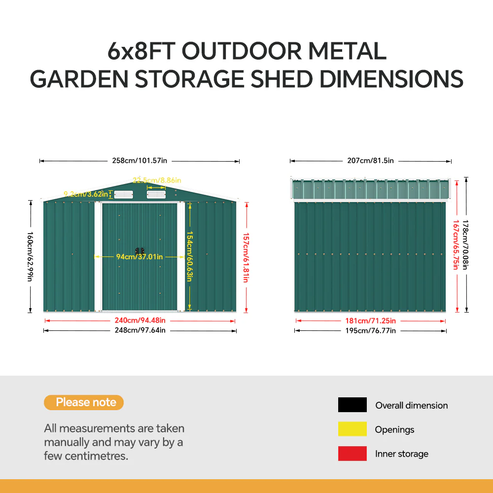 Breeins 6 x 8ft Metal Garden Tool Storage Shed - Image 4