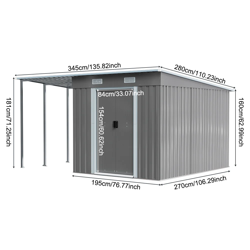 Breeins 6 x 9FT Metal Garden Storage Shed with Sliding Door - Image 3