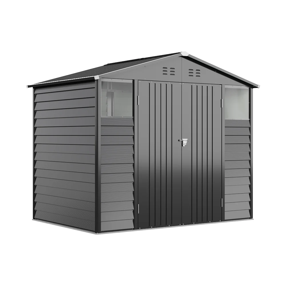 Breeins 8x5.7FT Metal Apex Roof Garden Storage Shed