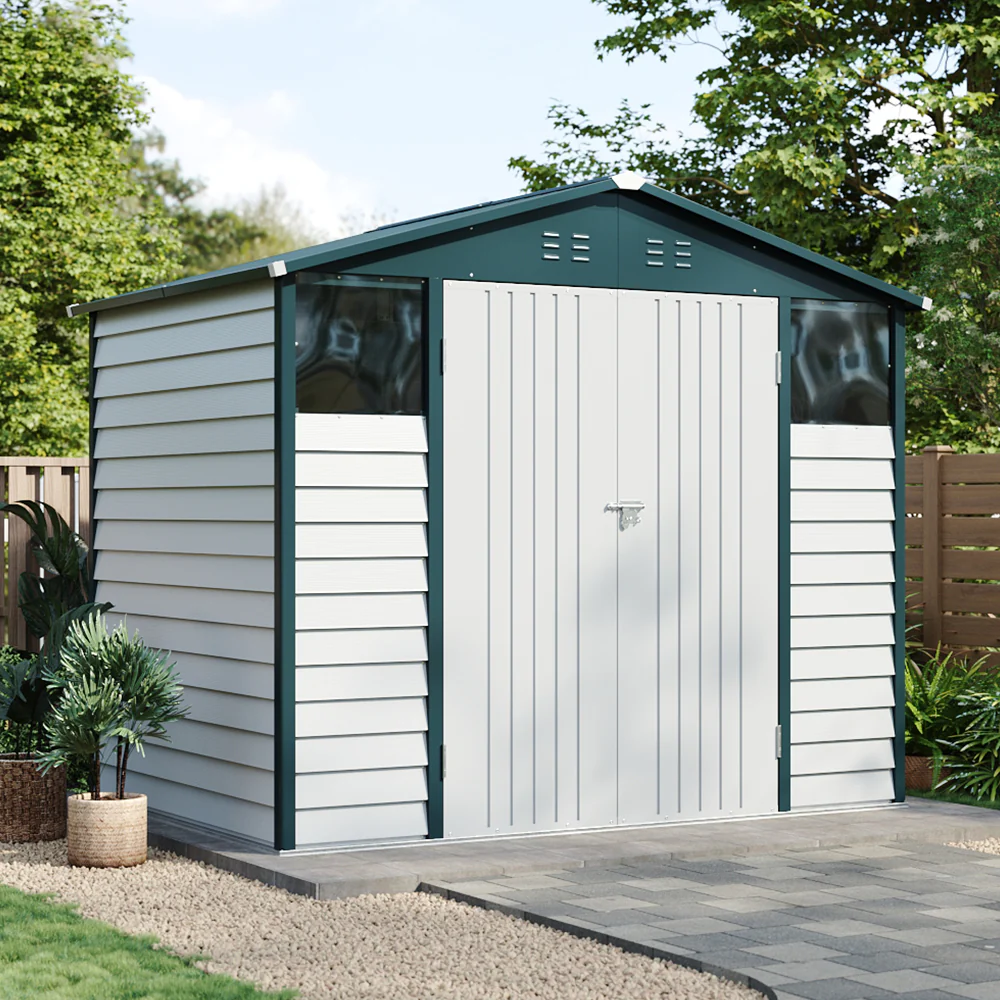 Breeins 8x5.7FT Metal Apex Roof Garden Storage Shed - Image 3