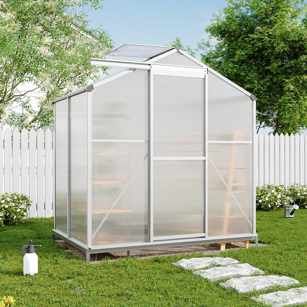 Breeins Aluminium Hobby 6 X 4ft Greenhouse With Base And Window Opening