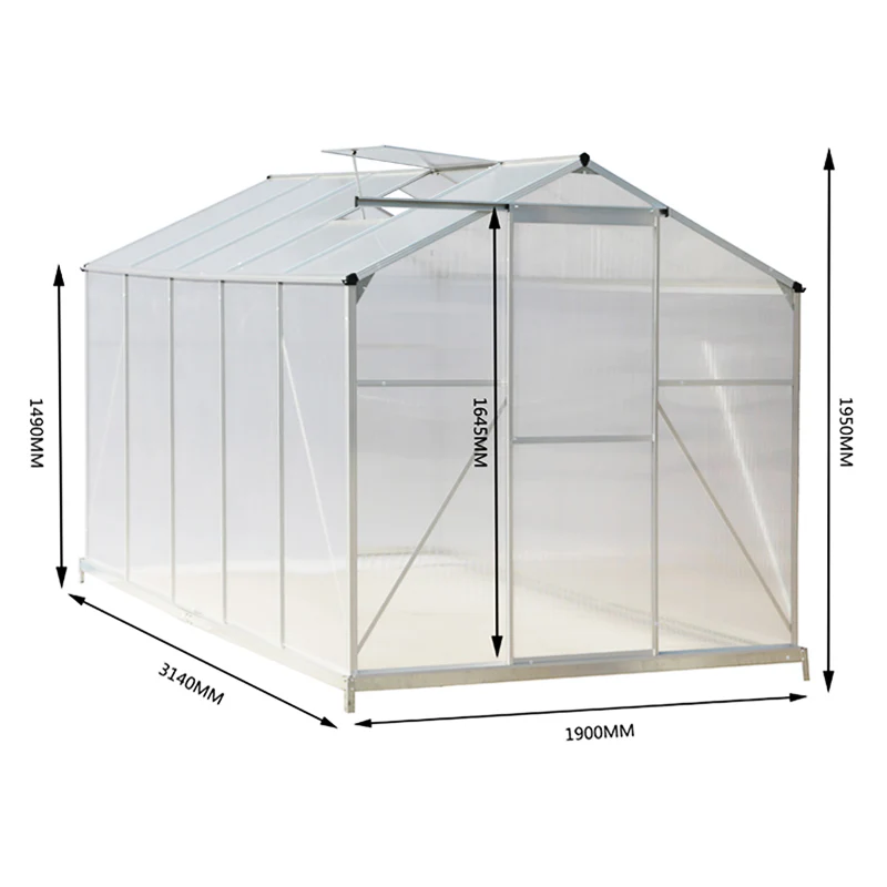 Breeins Aluminium Hobby 6 X 10ft Greenhouse With Base And Window Opening - Image 8