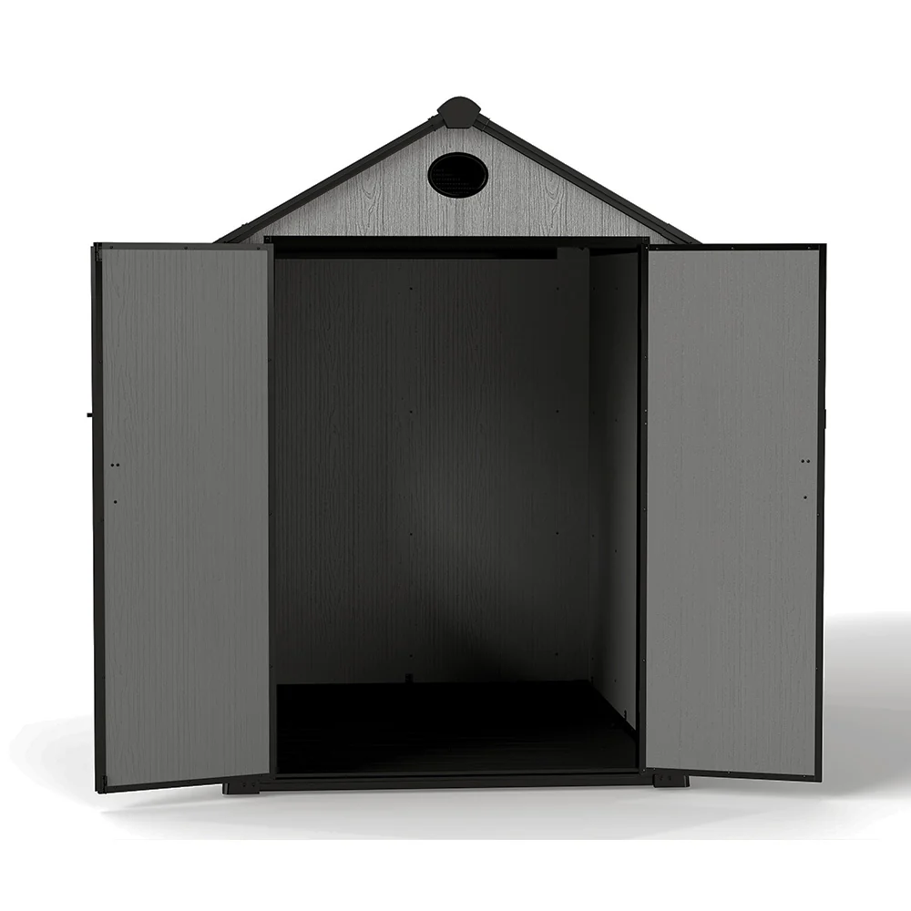 Breeins Apex Roof Garden Storage Tool Shed With Lockable Doors - Grey Wood Effect (L, XL & 2XL Sizes) - Image 3