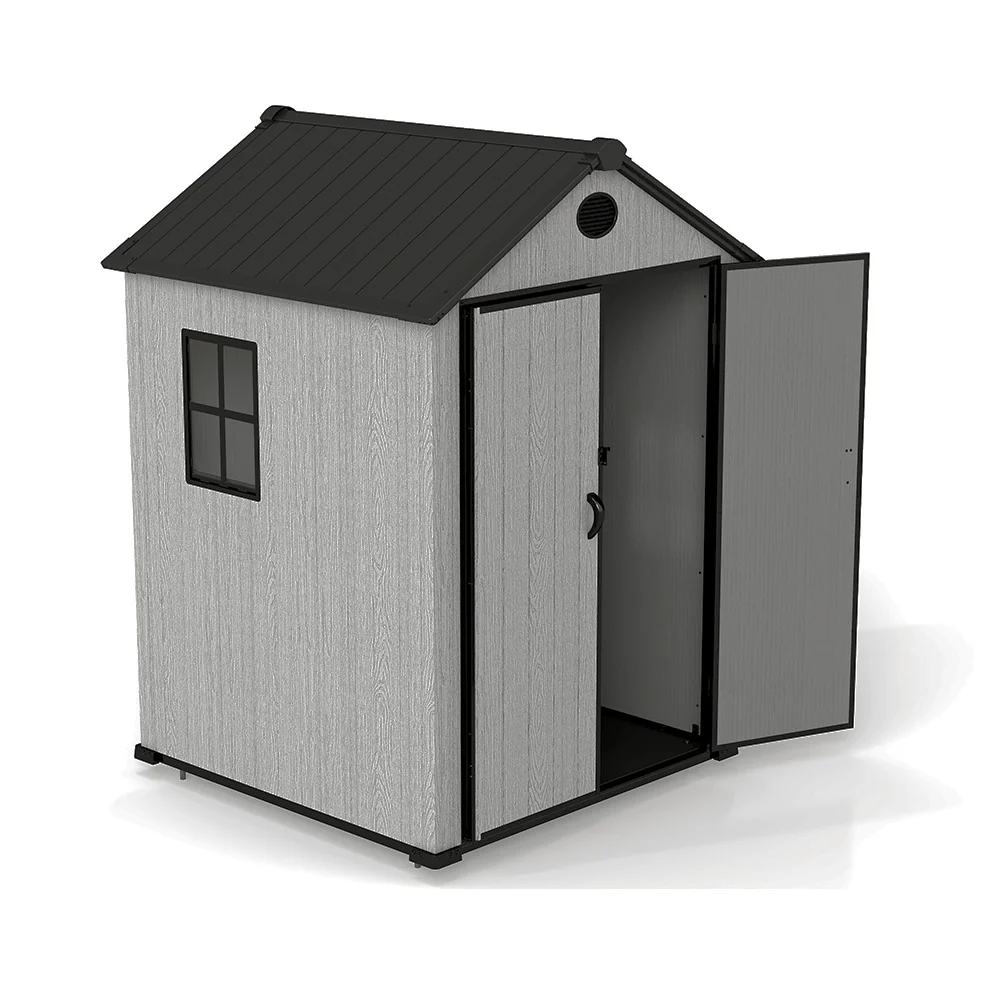 Breeins Apex Roof Garden Storage Tool Shed With Lockable Doors - Grey Wood Effect (L, XL & 2XL Sizes) - Image 5