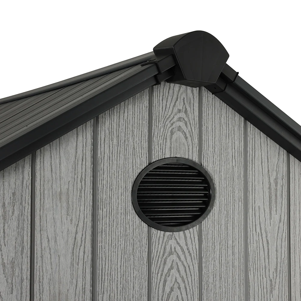Breeins Apex Roof Garden Storage Tool Shed With Lockable Doors - Grey Wood Effect (L, XL & 2XL Sizes) - Image 7