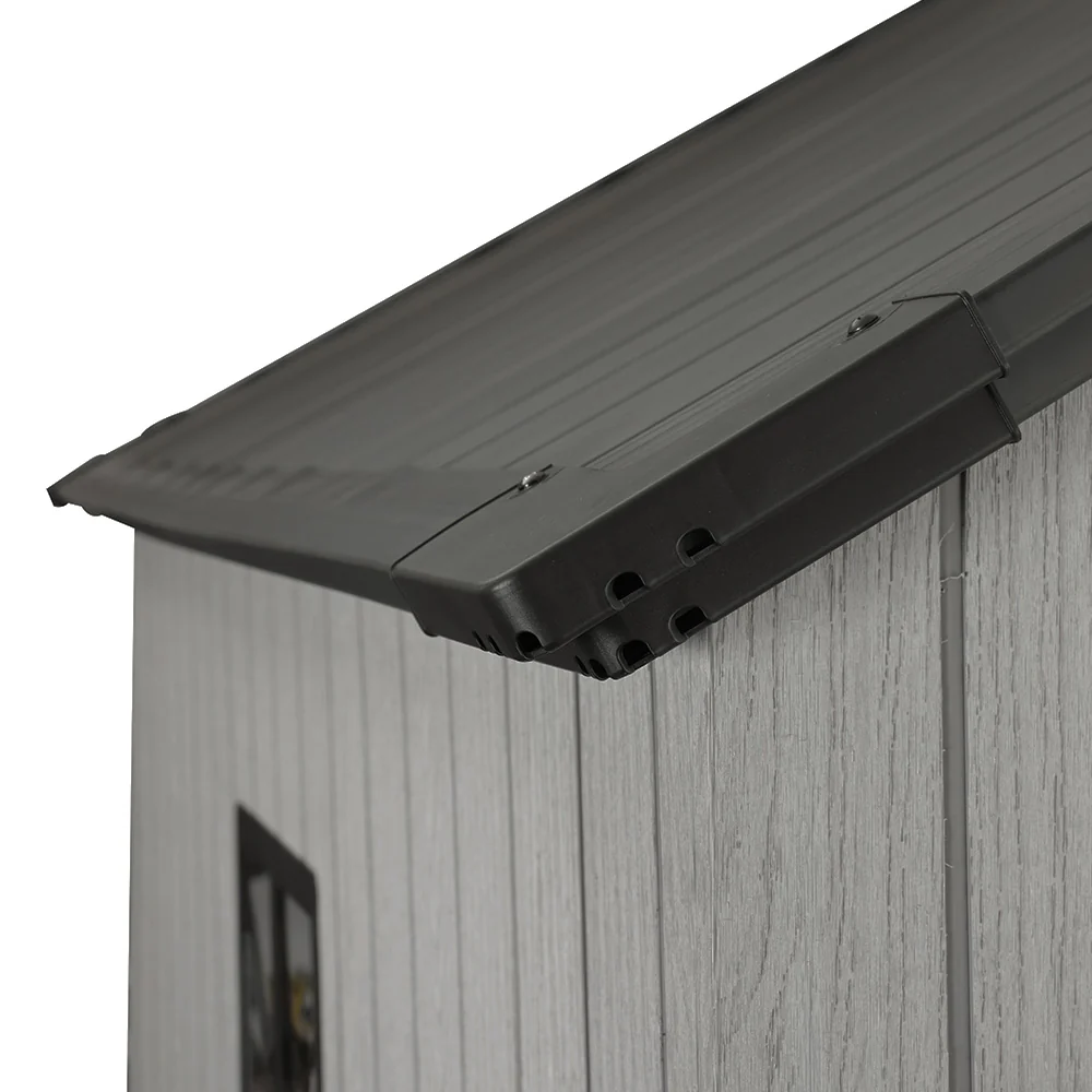 Breeins Apex Roof Garden Storage Tool Shed With Lockable Doors - Grey Wood Effect (L, XL & 2XL Sizes) - Image 8