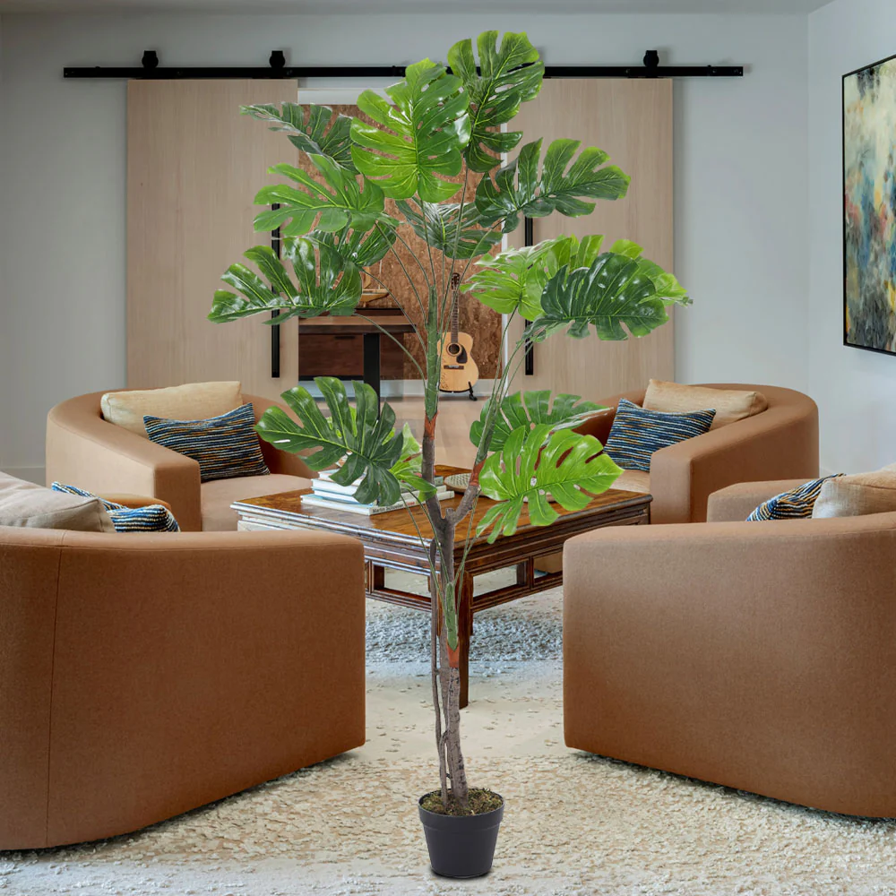 Breeins Artificial Monstera Deliciosa Tree In Pot For Decoration - Image 8