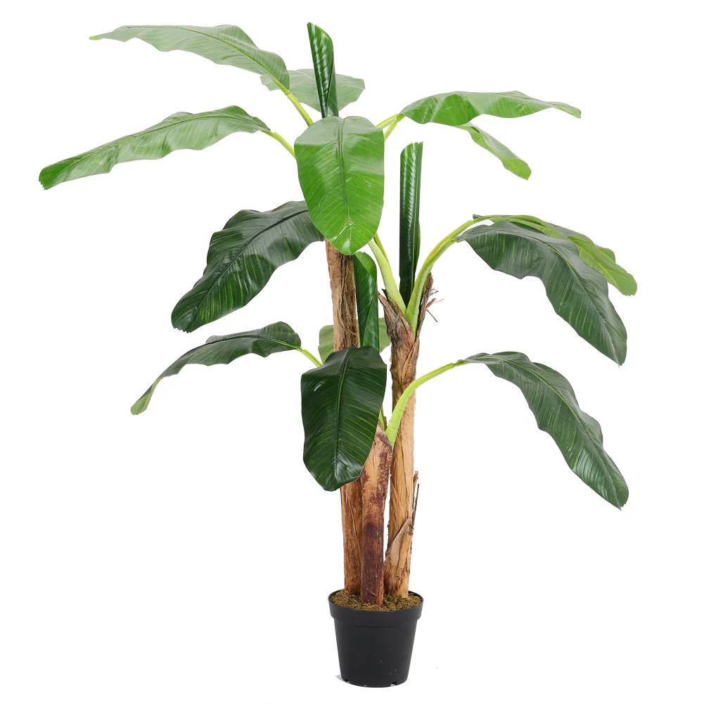 Breeins Banana Artificial Tree 3 Trunk in Black Planter - Image 6