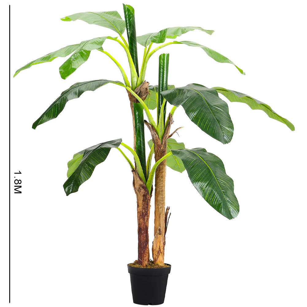 Breeins Banana Artificial Tree 3 Trunk in Black Planter - Image 7