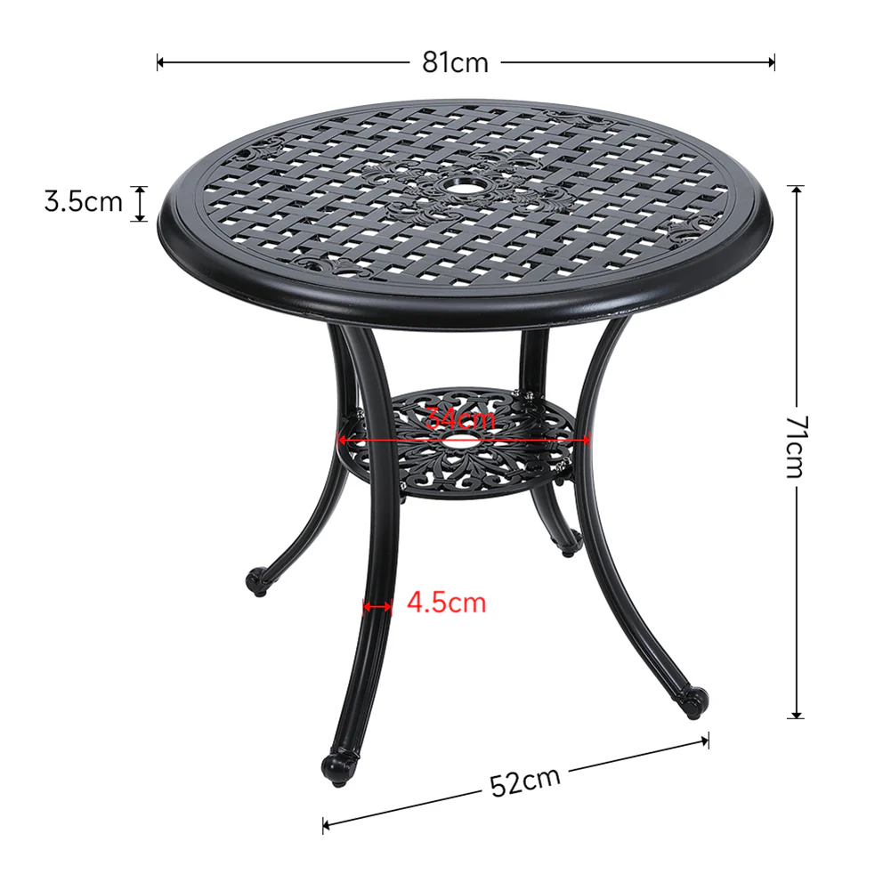 Breeins Cast Aluminum Patio Dining Table with Umbrella Hole - Image 7