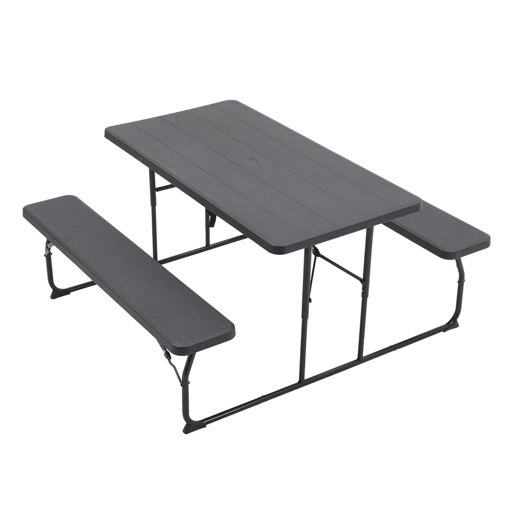 Breeins Foldable Picnic Table and Bench Set with Parasol Hole - Image 3