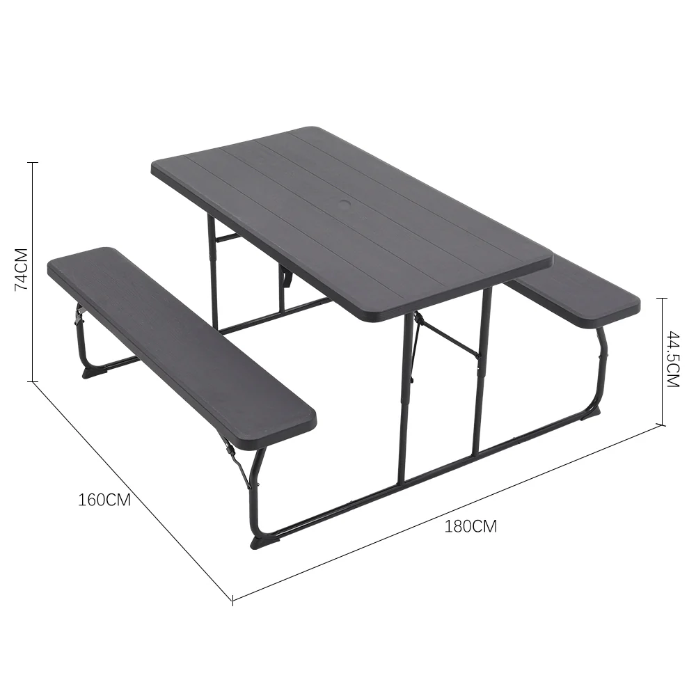 Breeins Foldable Picnic Table and Bench Set with Parasol Hole - Image 4