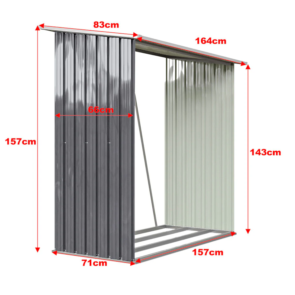 Breeins Garden Outdoor Metal Firewood Log Storage Shed - Image 7