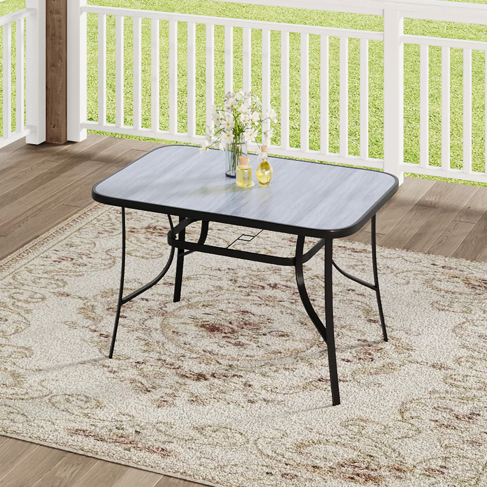 Breeins Garden Tempered Glass Wood Grain Coffee Table