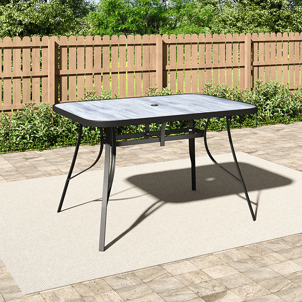 Breeins Garden Tempered Glass Wood Grain Coffee Table - Image 2