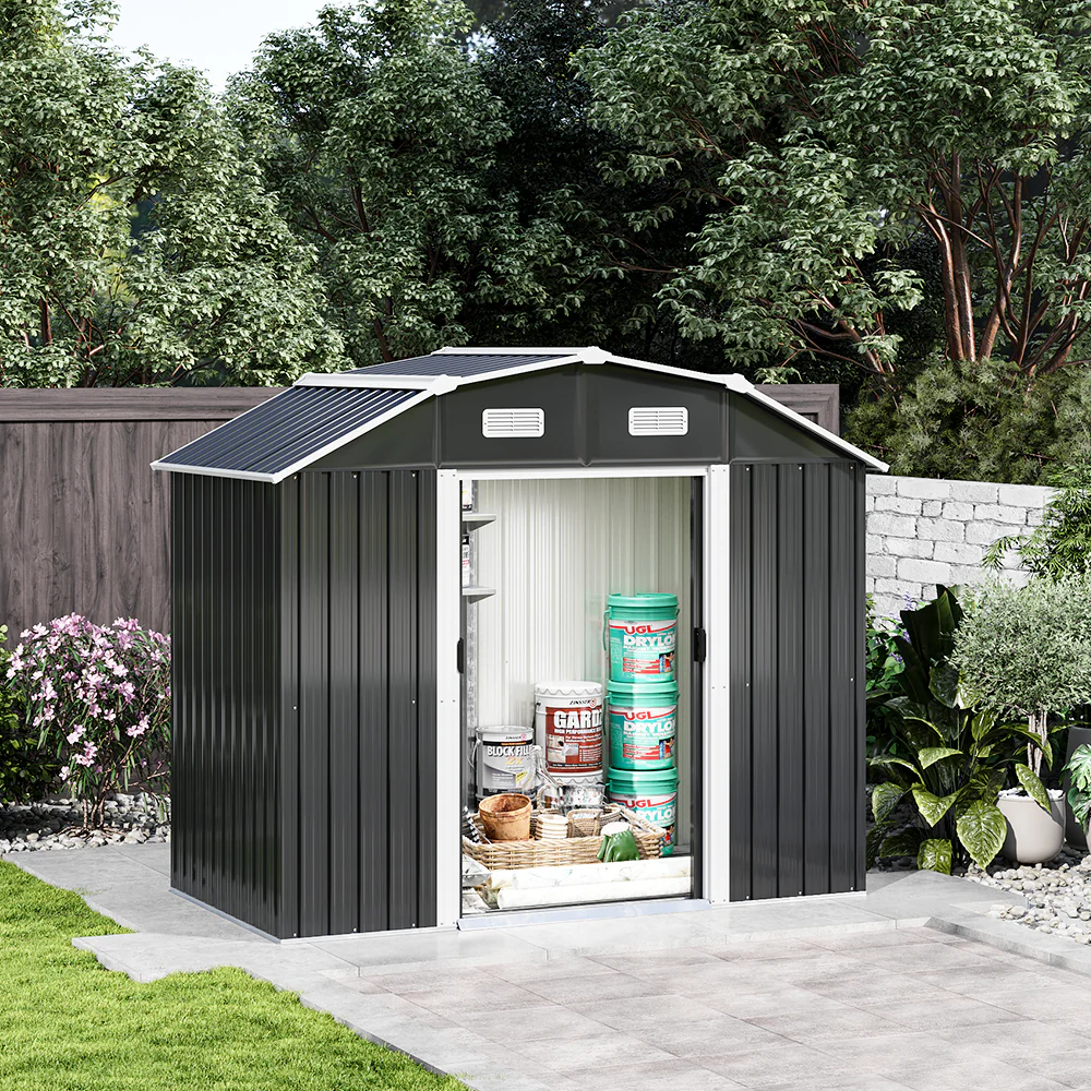 Breeins Large 7.5 x 4 ft Galvanized Steel Acrylic Storage Shed - Image 3