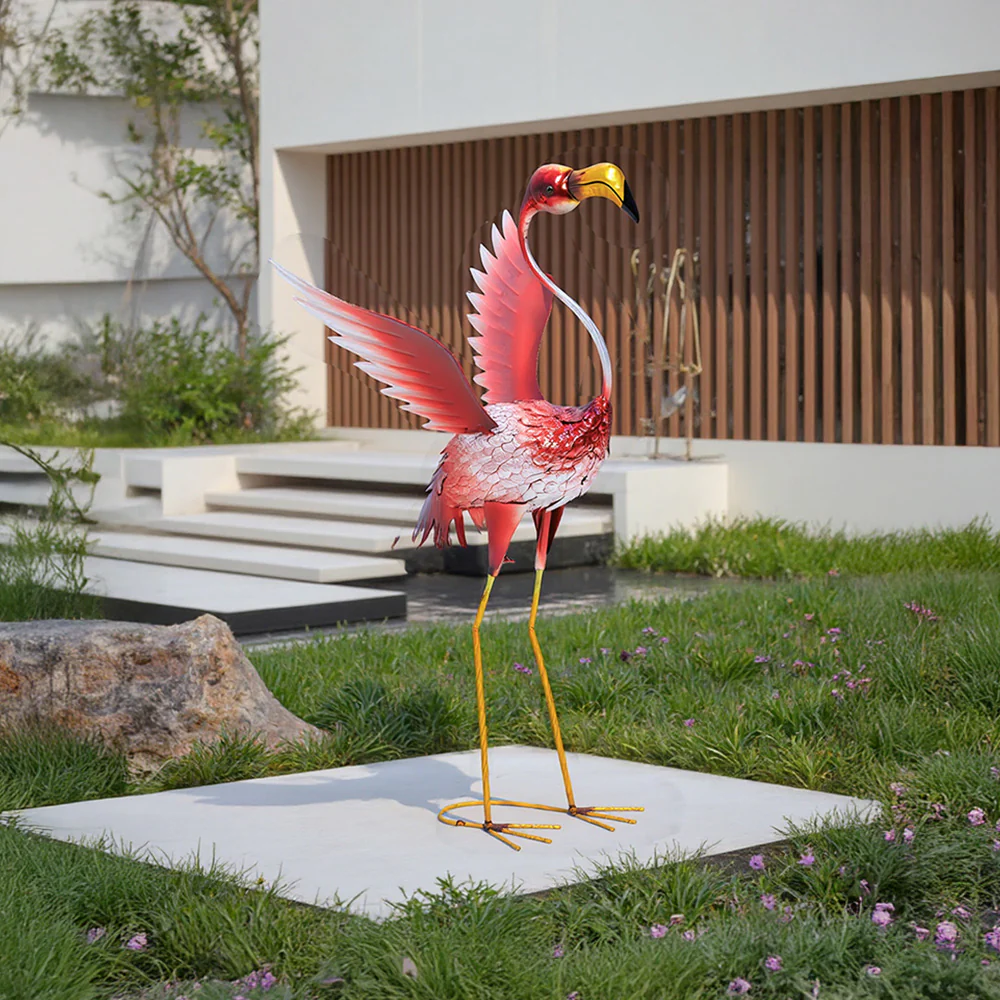 Breeins Metal Flamingo Garden Statue Decoration Ornament - Image 2