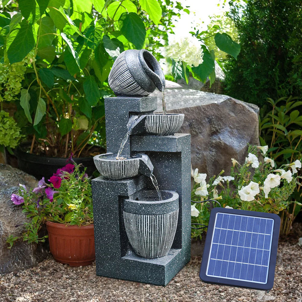 Breeins Outdoor LED Water Fountain Rockery Decor with Pump Solar Power - Image 2