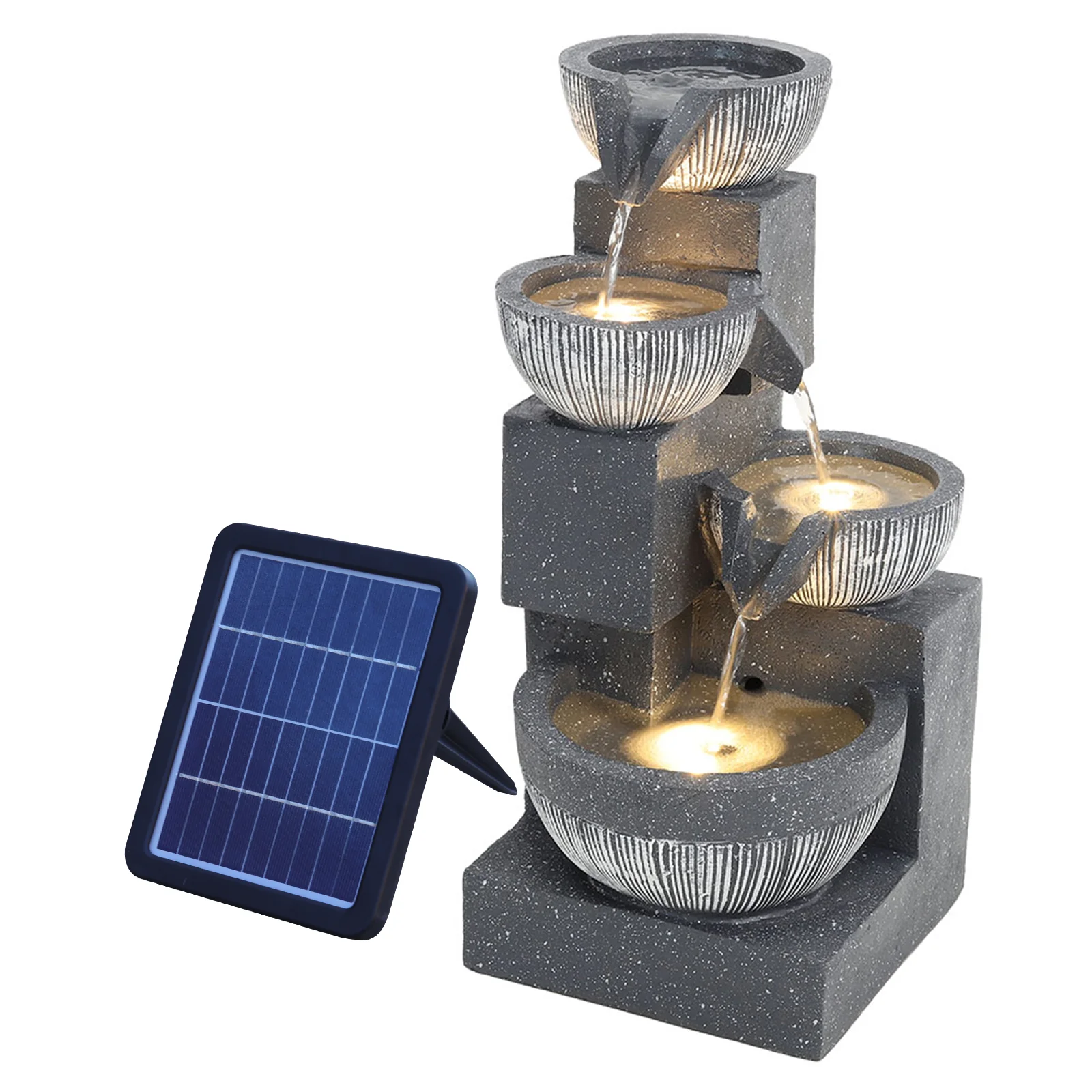 Breeins Outdoor Solar Power Garden Water Feature Fountain Rockery Decor