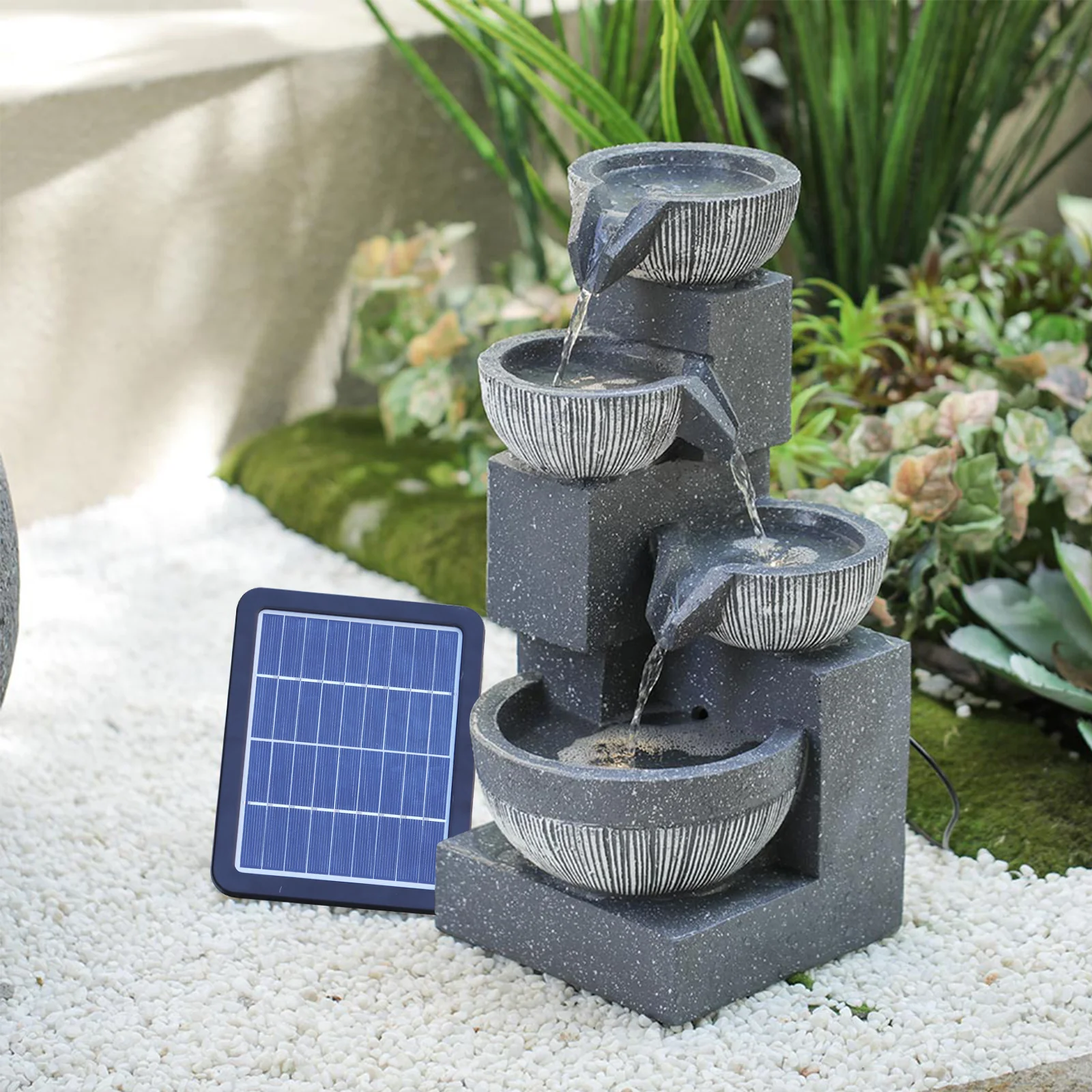 Breeins Outdoor Solar Power Garden Water Feature Fountain Rockery Decor - Image 2