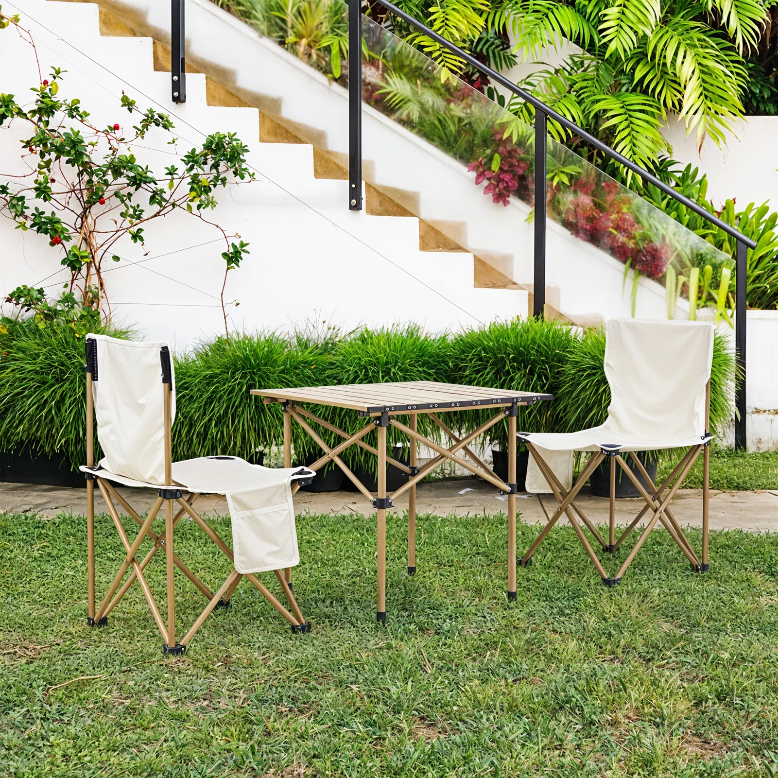 Breeins Portable Folding Camping Table with Two Chairs - Image 2