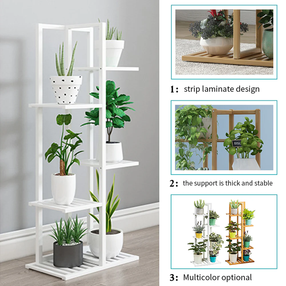 Breeins Rustic Solid Wood Flower Pot Shelf - Image 6
