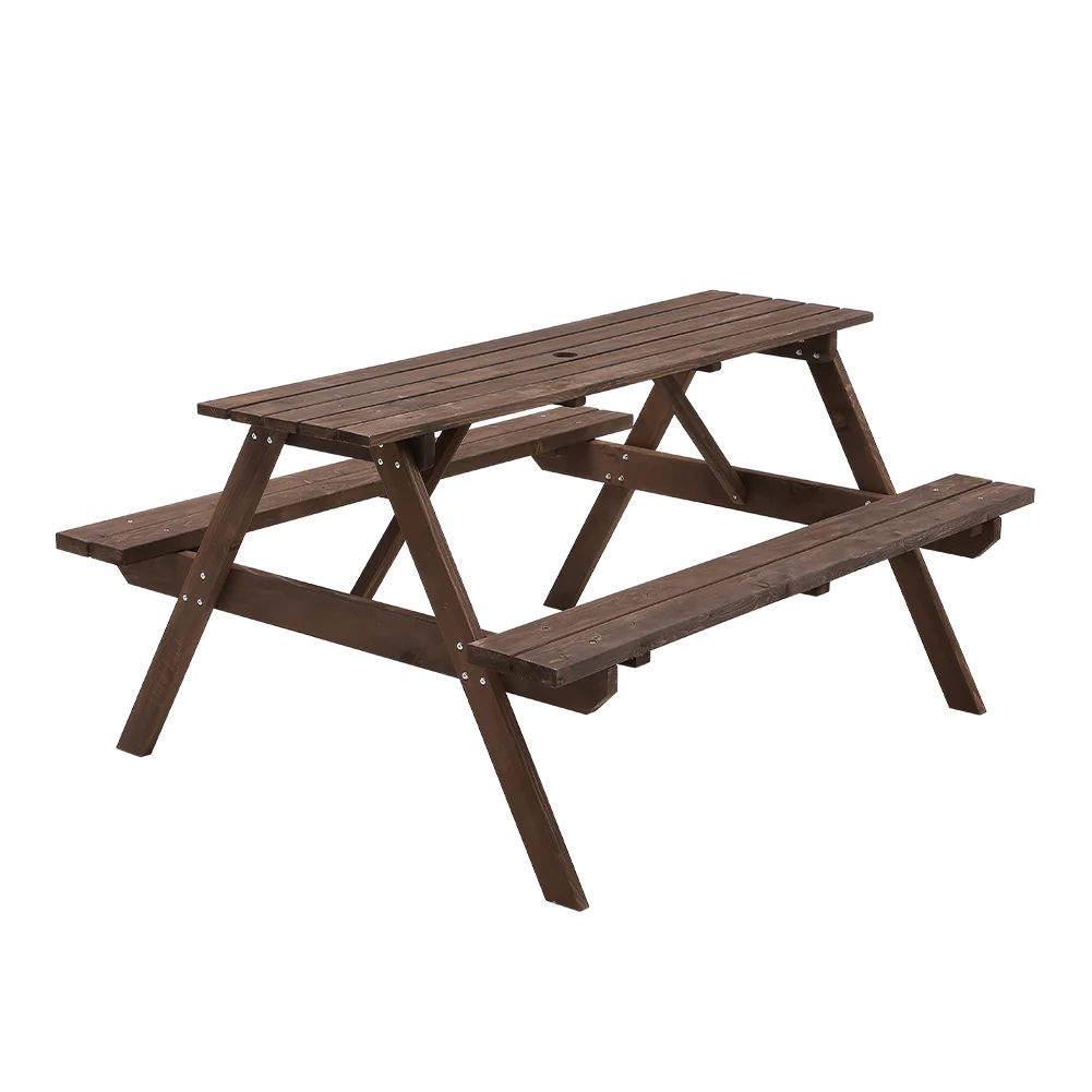 Breeins Solid Wood Rectangle Picnic Table and Bench Set