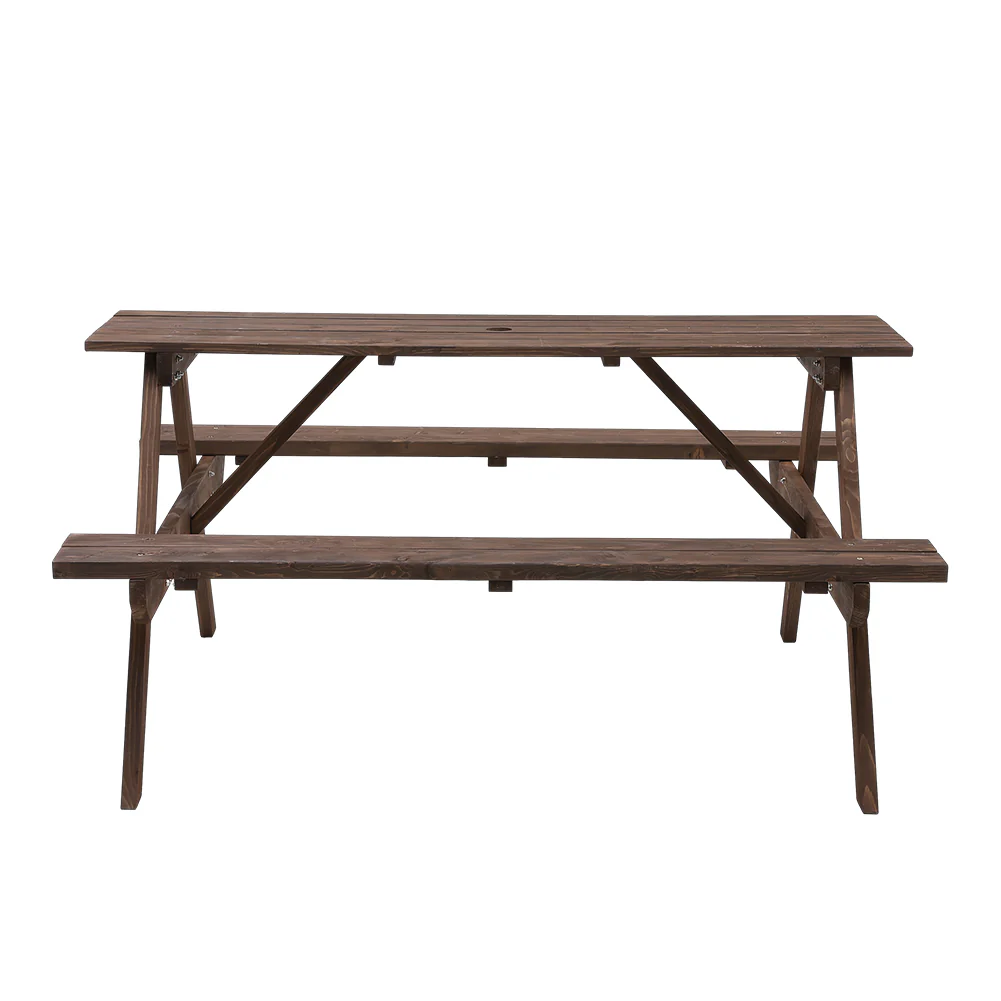 Breeins Solid Wood Rectangle Picnic Table and Bench Set - Image 5