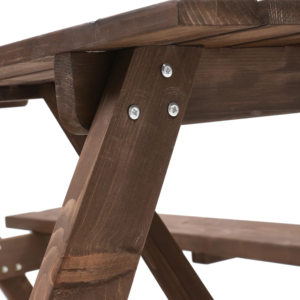 Breeins Solid Wood Rectangle Picnic Table and Bench Set - Image 7