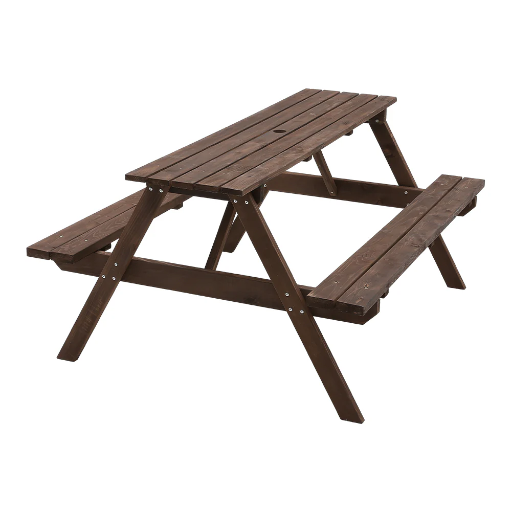 Breeins Solid Wood Rectangle Picnic Table and Bench Set