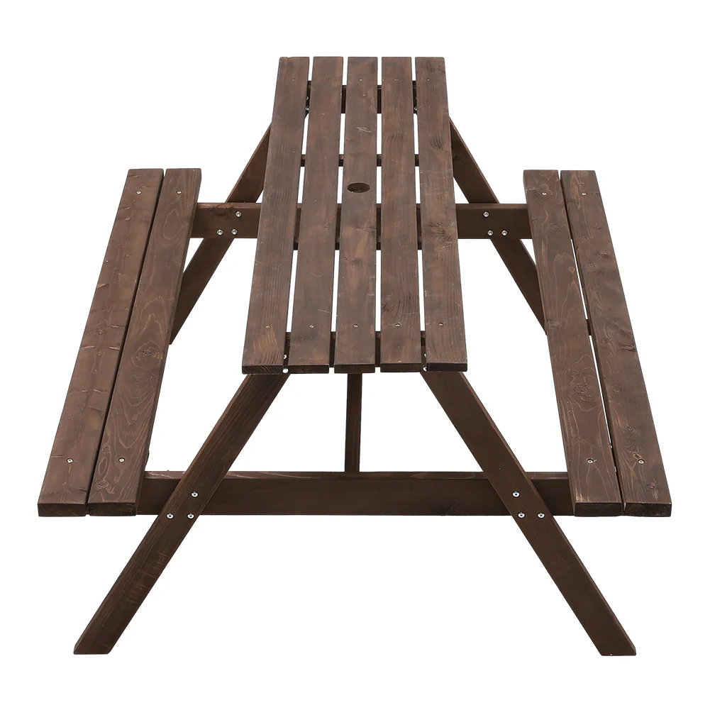 Breeins Solid Wood Rectangle Picnic Table and Bench Set - Image 3
