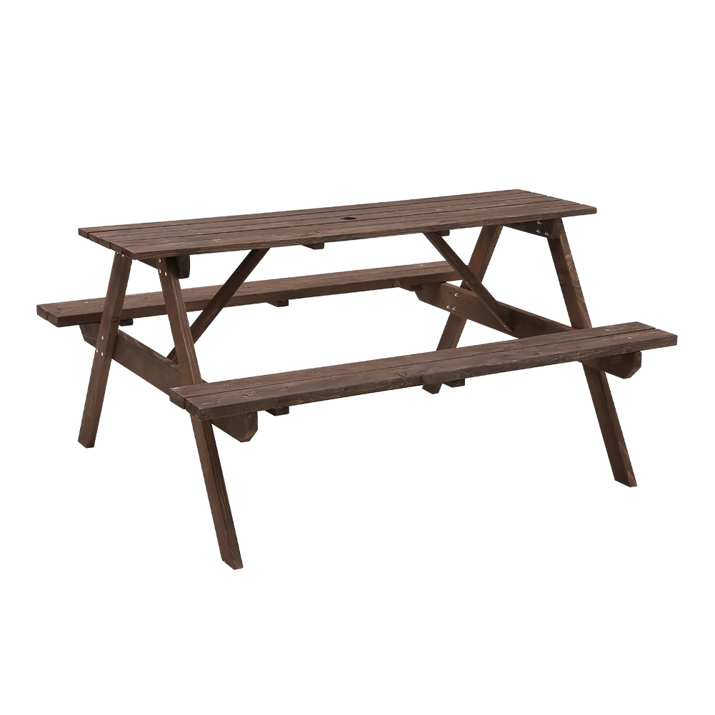 Breeins Solid Wood Rectangle Picnic Table and Bench Set - Image 4