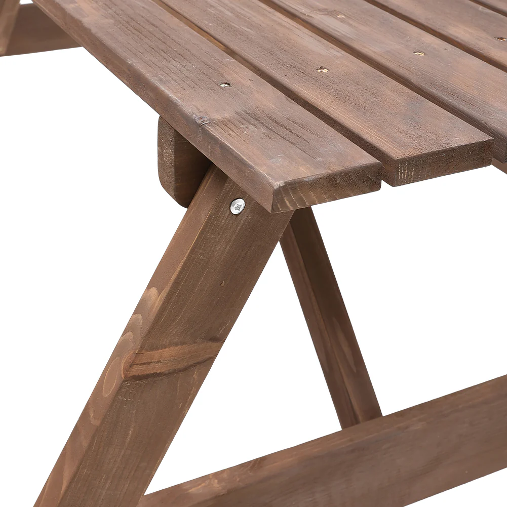 Breeins Solid Wood Rectangle Picnic Table and Bench Set - Image 6
