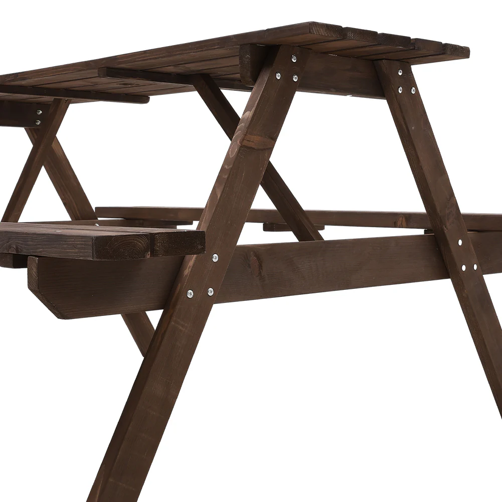 Breeins Solid Wood Rectangle Picnic Table and Bench Set - Image 7