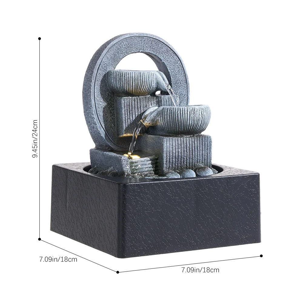 Breeins Tabletop Waterfall Fountain with LED Lighting, - Image 6