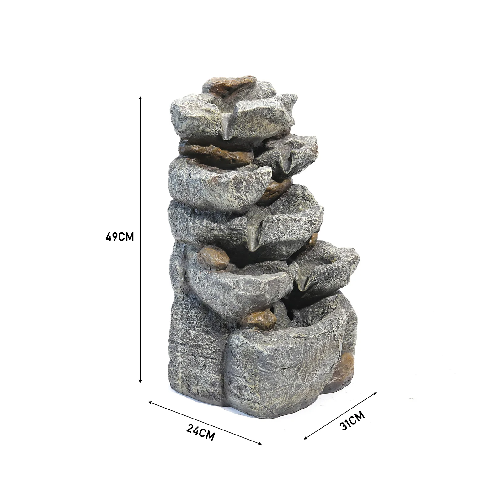 Breeins Water Feature Outdoor LED Waterfall Electric Fountain Rockery Garden Decor - Image 7