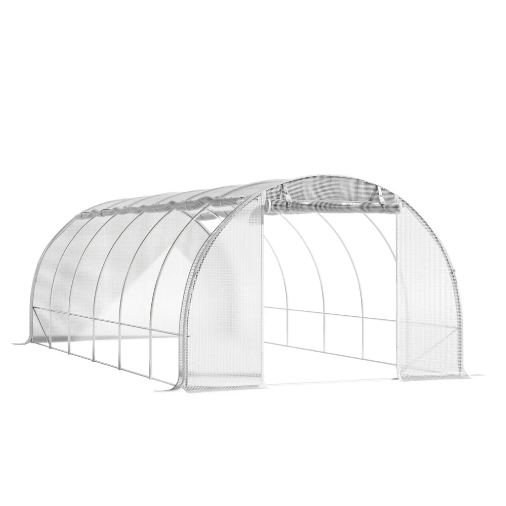Breeins White Outdoor Walk-in Tunnel Greenhouse With Steel Frame - Image 7