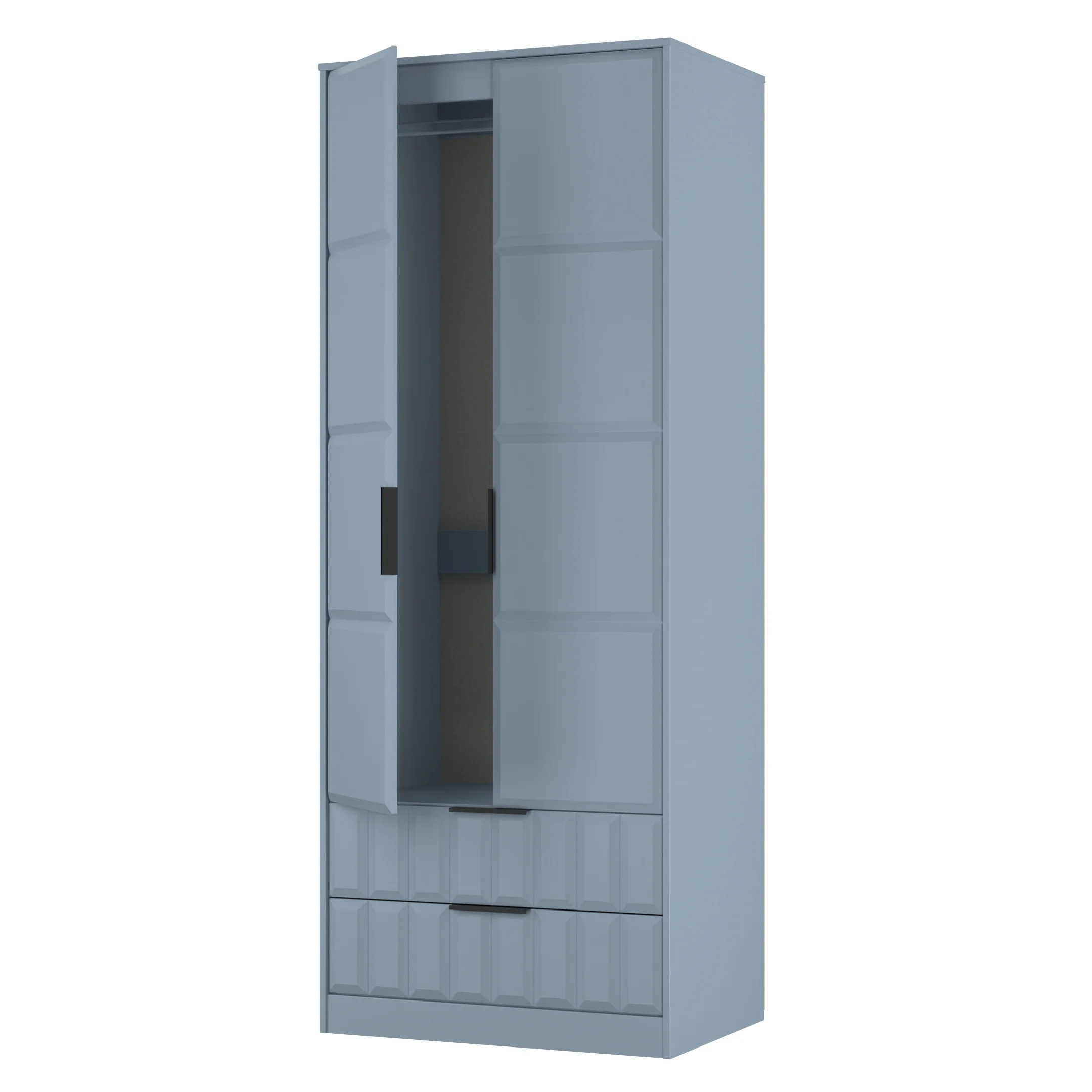 Bremen Ready Assembled 2 Door 2 Drawer Wardrobe in Denim Blue - Image 5