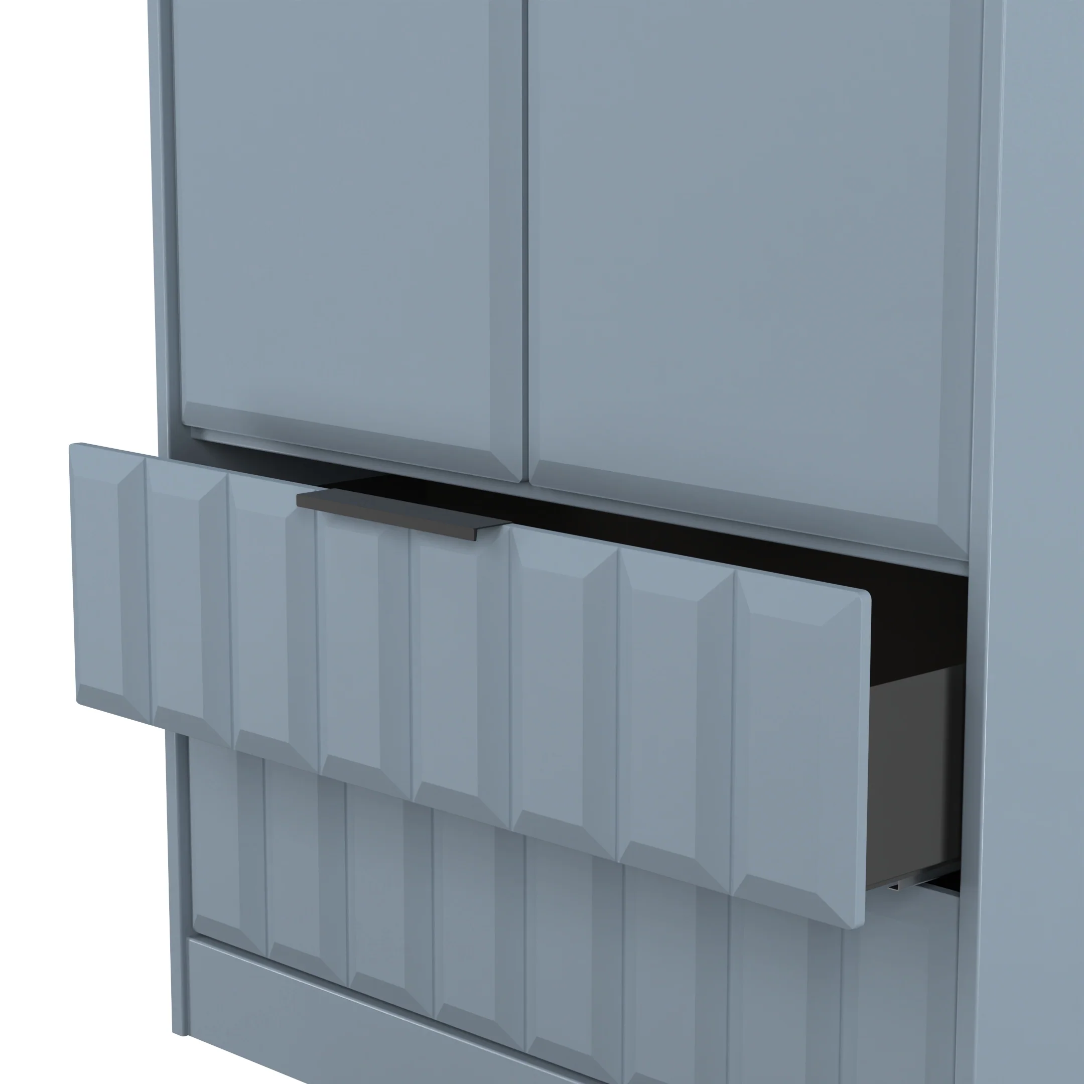 Bremen Ready Assembled 2 Door 2 Drawer Wardrobe in Denim Blue - Image 6