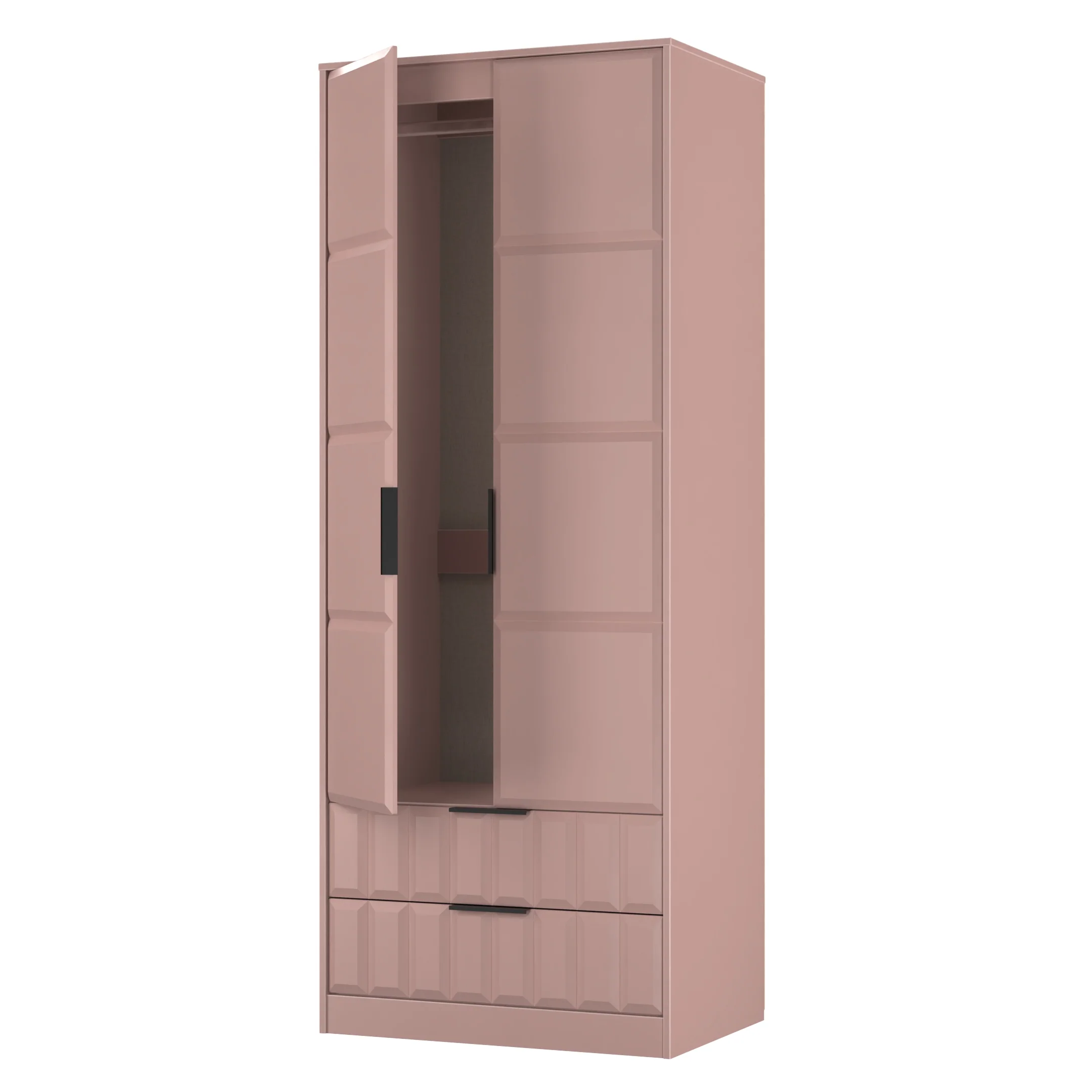 Bremen Ready Assembled 2 Door 2 Drawer Wardrobe in Kobe Pink - Image 5