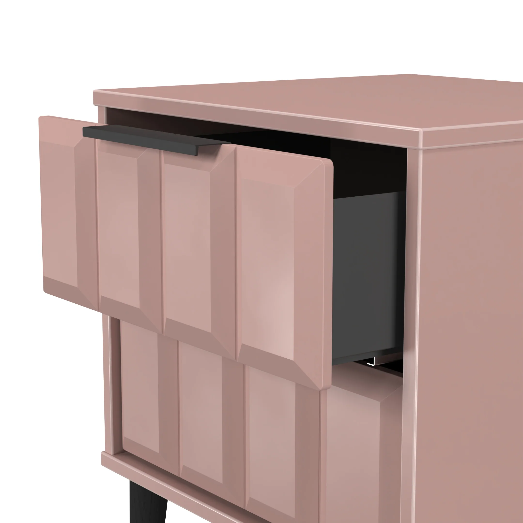 Bremen Ready Assembled 2 Drawer Bedside Cabinet in Kobe Pink - Image 5