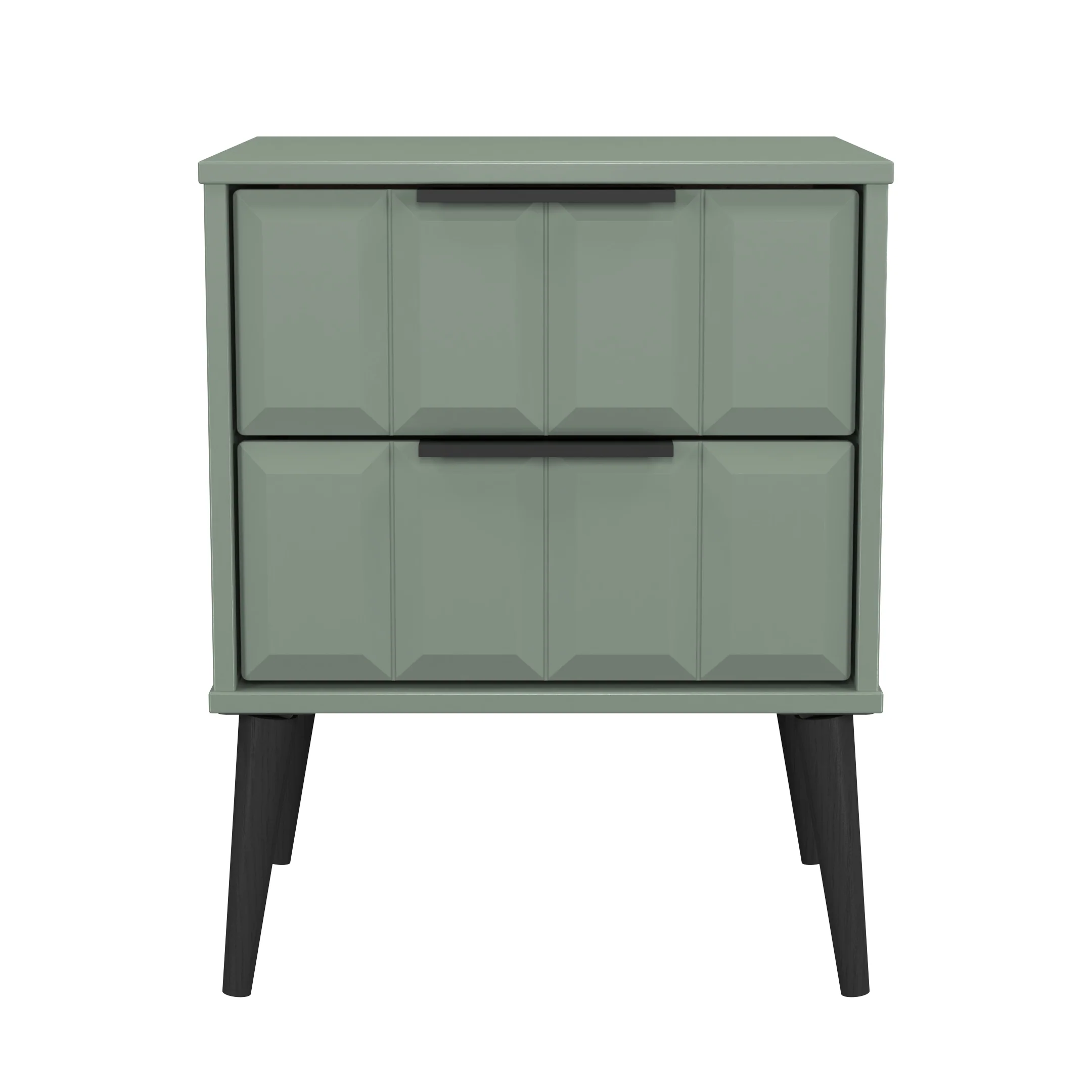 Bremen Ready Assembled 2 Drawer Bedside Cabinet in Reed Green