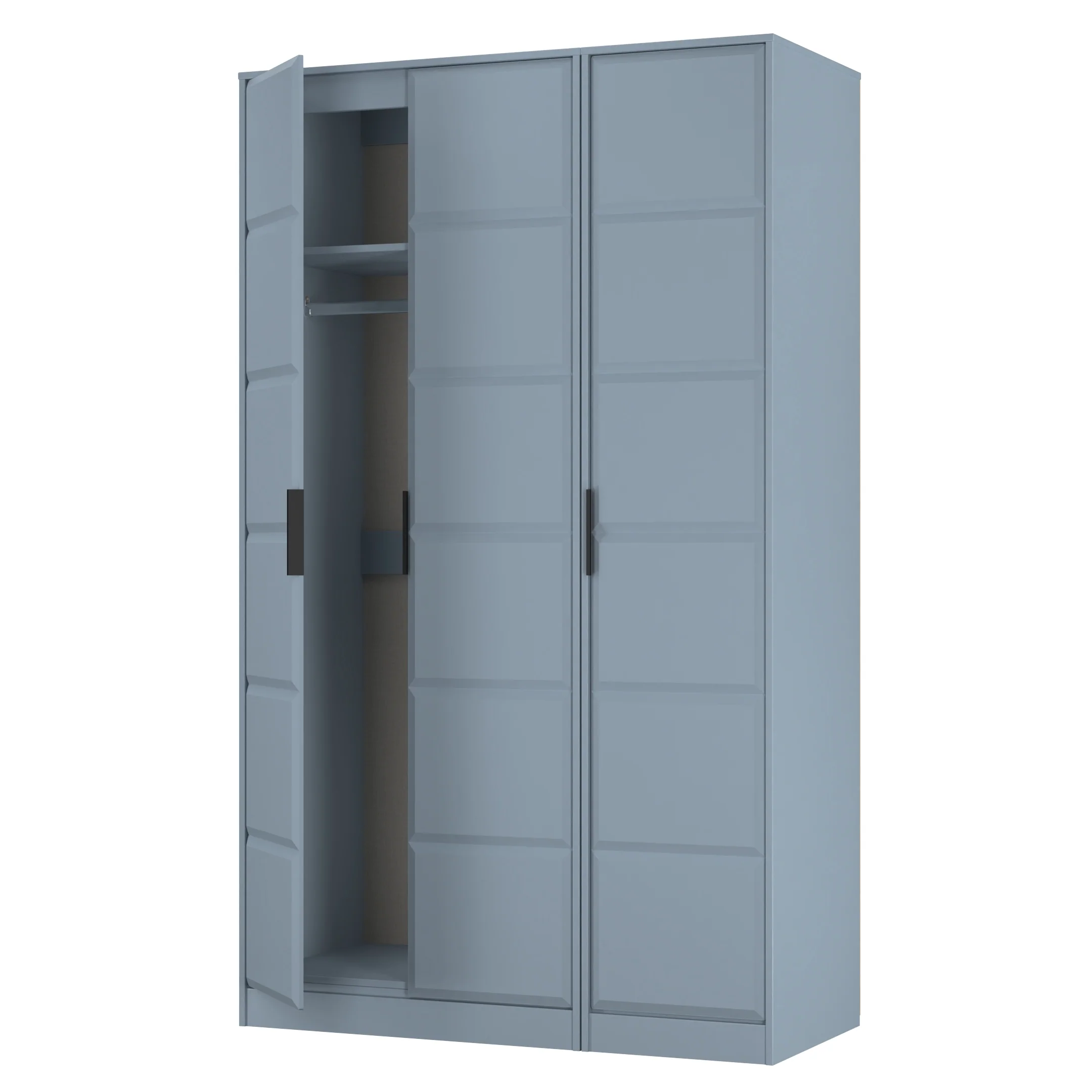 Bremen Ready Assembled 3 Door Wardrobe in Denim Blue - Image 5