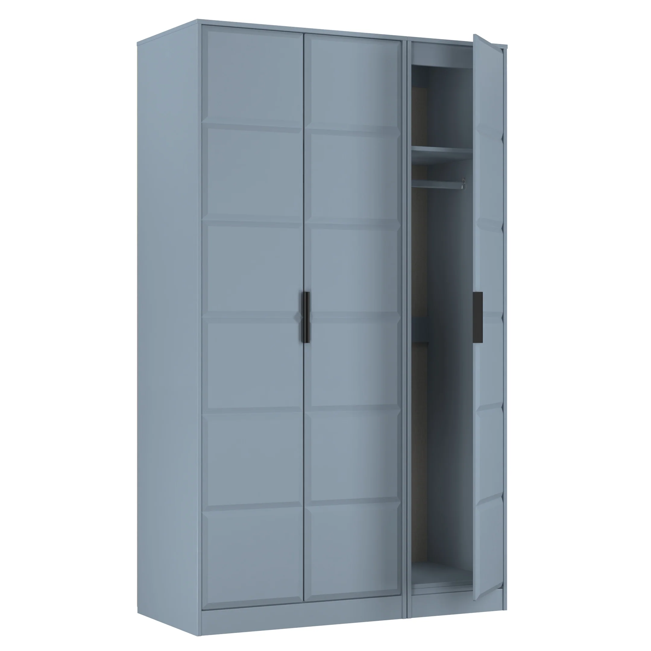 Bremen Ready Assembled 3 Door Wardrobe in Denim Blue - Image 6