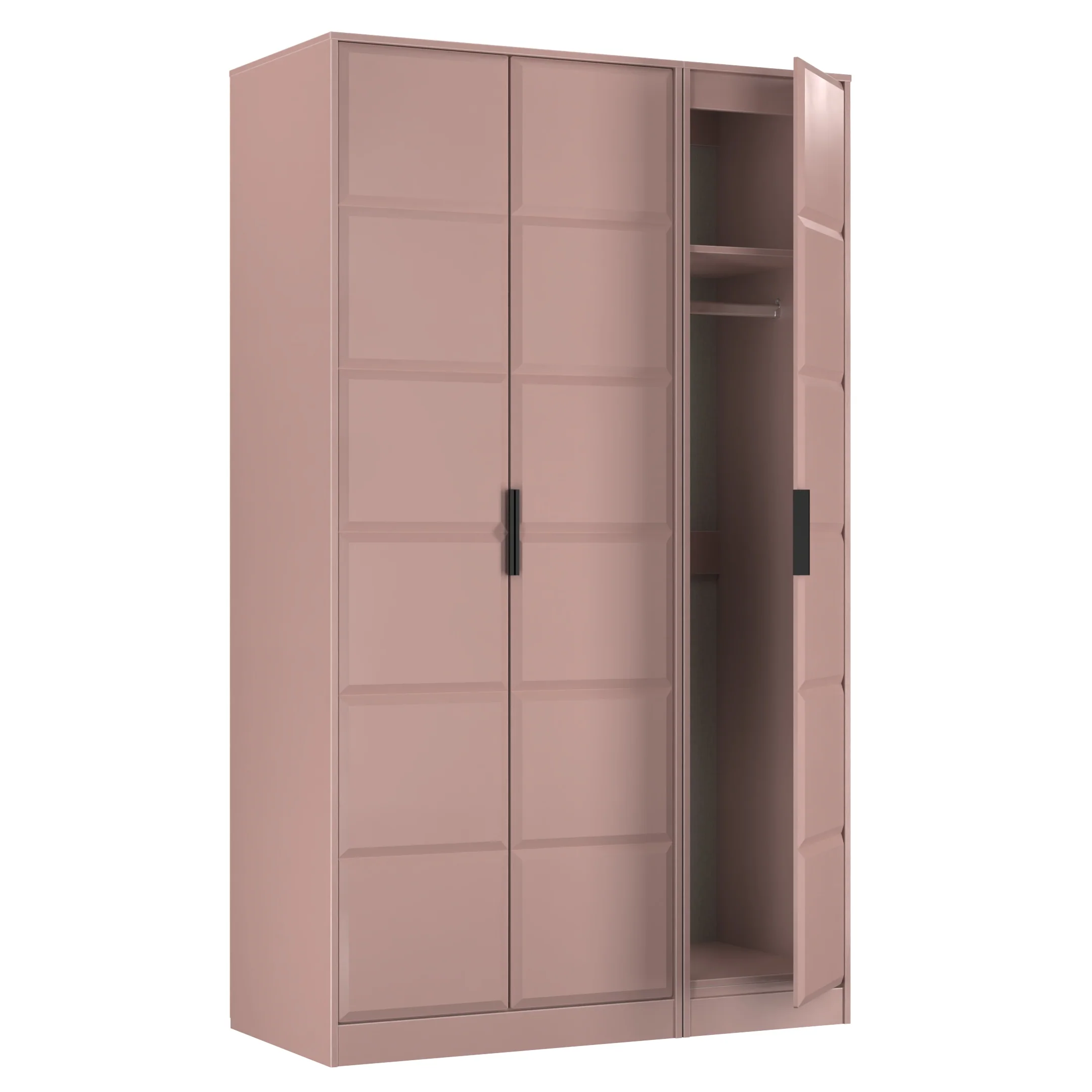 Bremen Ready Assembled 3 Door Wardrobe in Kobe Pink - Image 6