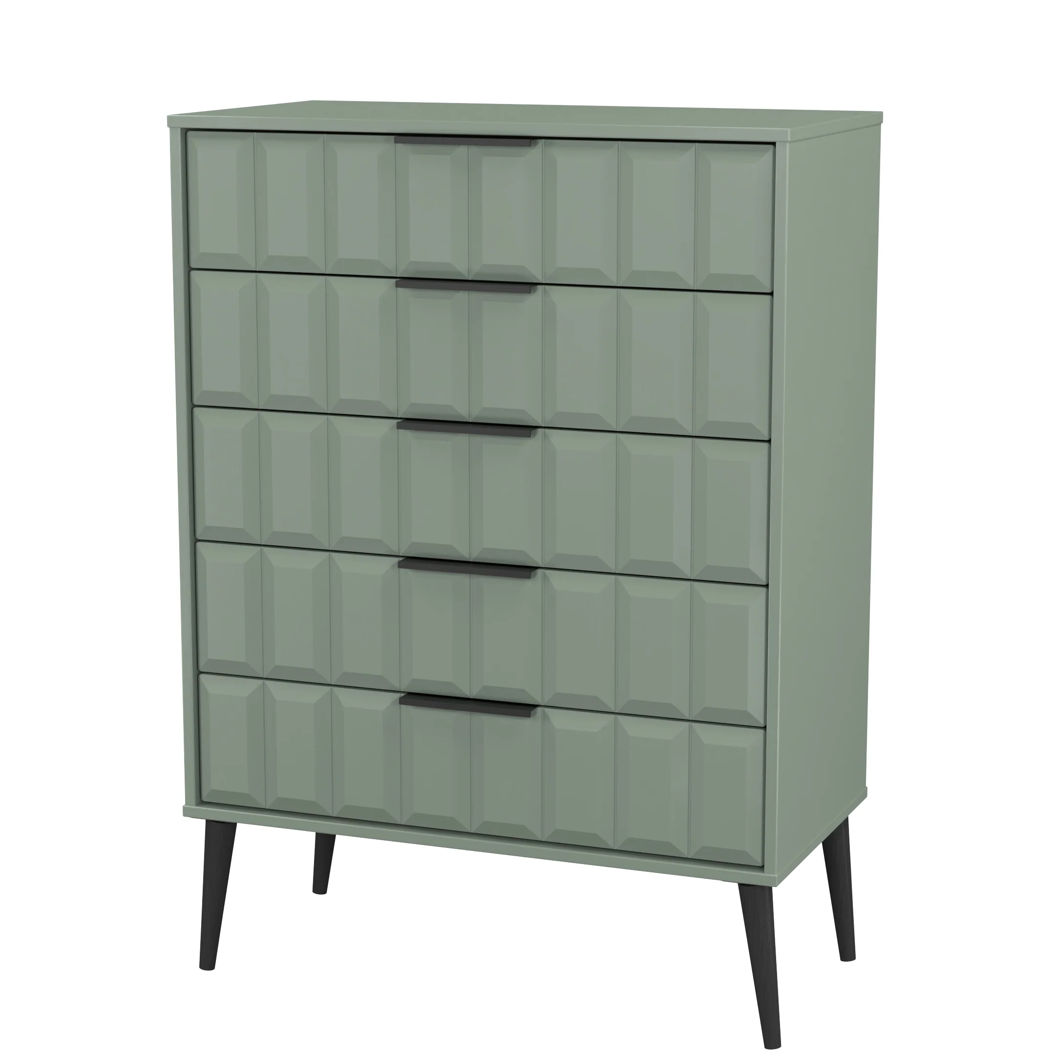 Bremen Ready Assembled 5 Drawer Chest in Reed Green - Image 3