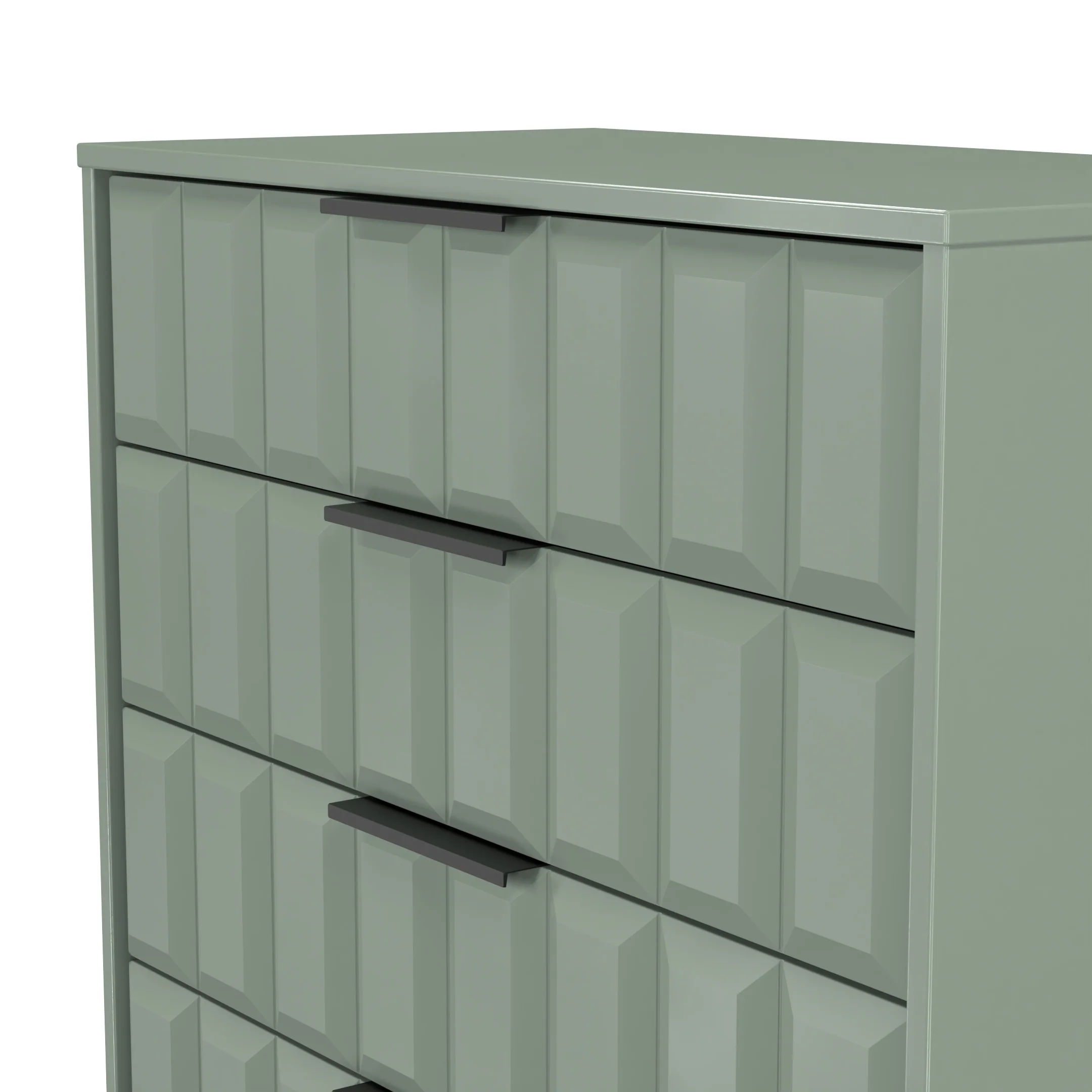 Bremen Ready Assembled 5 Drawer Chest in Reed Green - Image 4
